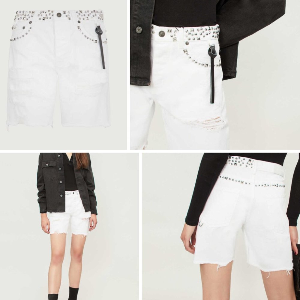 THE KOOPLES Washed Denim Shorts with Embroidery